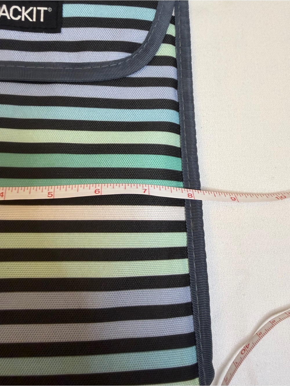 PackIt Freezable Insulated Wine Bottle Cooler Bag Tote Pastel Mint Blue Striped - Picture 12 of 12